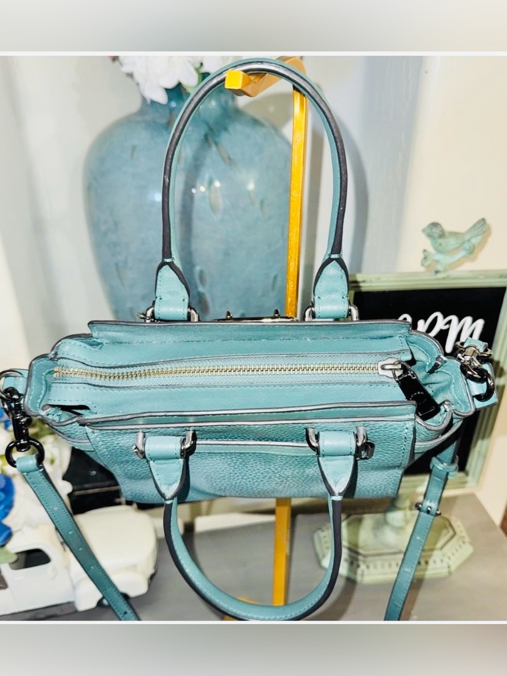 Coach Mini Swagger 21 Pebble Leather Satchel w Removable Strap 2018 - Like New - Picture 14 of 16